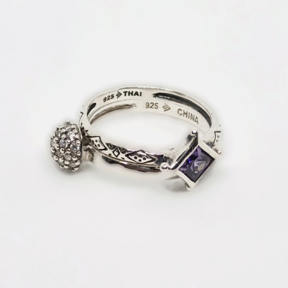 Silpada Stacking Rings Set of 2, Amethyst and Cubic Zirconia - Picture 2 of 5